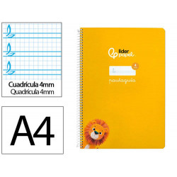 CUADERNO ESPIRAL LIDERPAPEL DIN A4 PAUTAGUIA TAPA DURA 80H 90 GR CUADRO PAUTADO 4MM COLOR AMARILLO