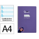 CUADERNO ESPIRAL LIDERPAPEL DIN A4 PAUTAGUIA TAPA DURA 80H 90 GR CUADRO PAUTADO 4MM COLOR LILA