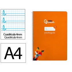 CUADERNO ESPIRAL LIDERPAPEL DIN A4 PAUTAGUIA TAPA DURA 80H 90 GR CUADRO PAUTADO 4MM COLOR NARANJA