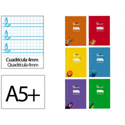 LIBRETA LIDERPAPEL PAUTAGUIA TAPA CARTONCILLO 32H DIN A5+ 75GR CUADRICULADO PAUTADO 4MM CON MARGEN 6