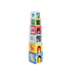 JUEGO INFANTIL IMAGINOVO CUBOS APILABLES NIDOS DINOSAURIOS +12 MESES 12 PIEZAS 13X13X13CM
