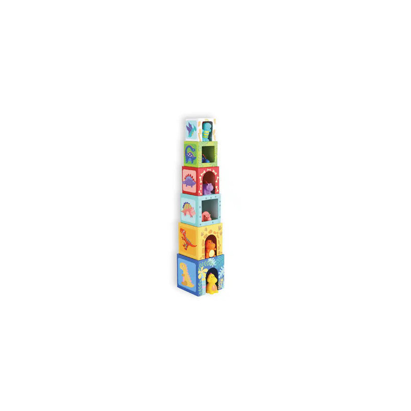 JUEGO INFANTIL IMAGINOVO CUBOS APILABLES NIDOS DINOSAURIOS +12 MESES 12 PIEZAS 13X13X13CM