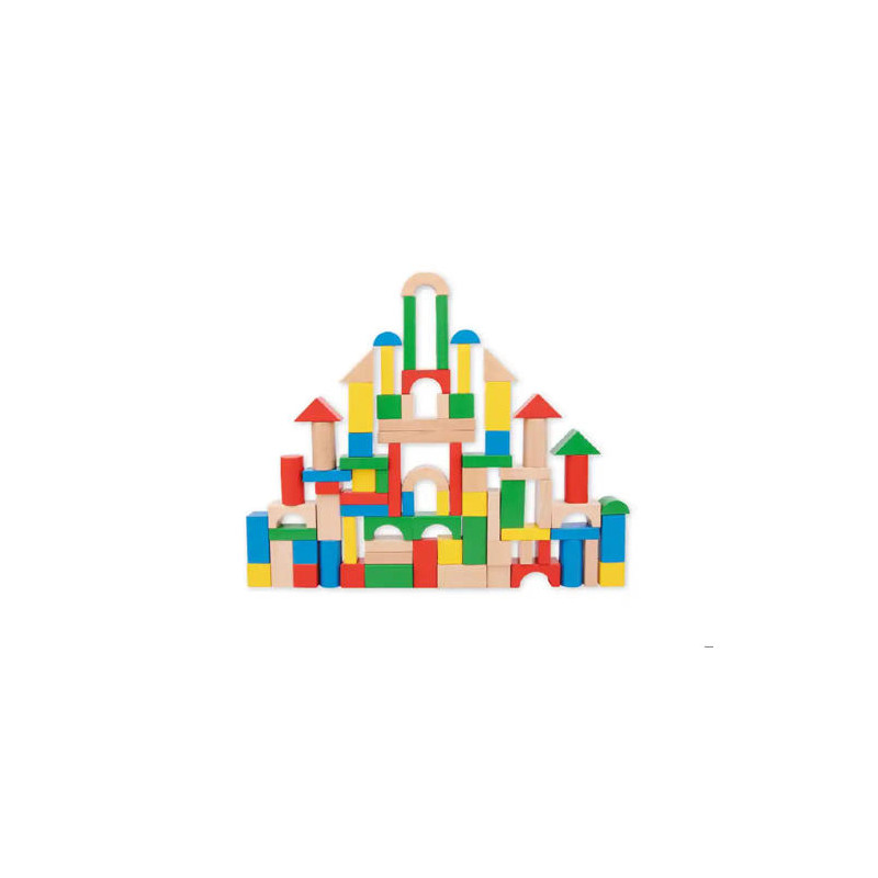 JUEGO INFANTIL IMAGINOVO MADERA CONSTRUCCION DE BLOQUES +12 MESES 100 PIEZAS 29X29X3,5CM