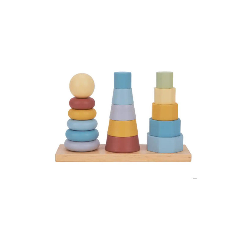 JUEGO INFANTIL IMAGINOVO MADERA TORRE DE FORMAS APILABLES +18 MESES 17 PIEZAS 28X20X9CM