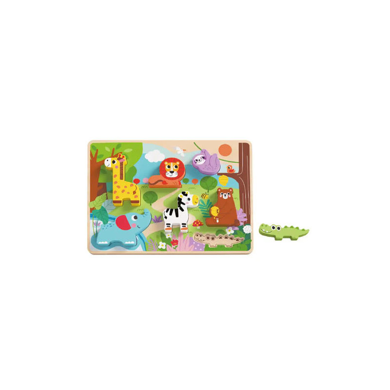 PUZLE INFANTIL IMAGINOVO MADERA 3D ANIMALES +12 MESES 8 PIEZAS 29,5X22X1,7CM