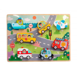 PUZLE INFANTIL IMAGINOVO MADERA 3D VEHICULOS +12 MESES 8 PIEZAS 29,5X22X1,7CM
