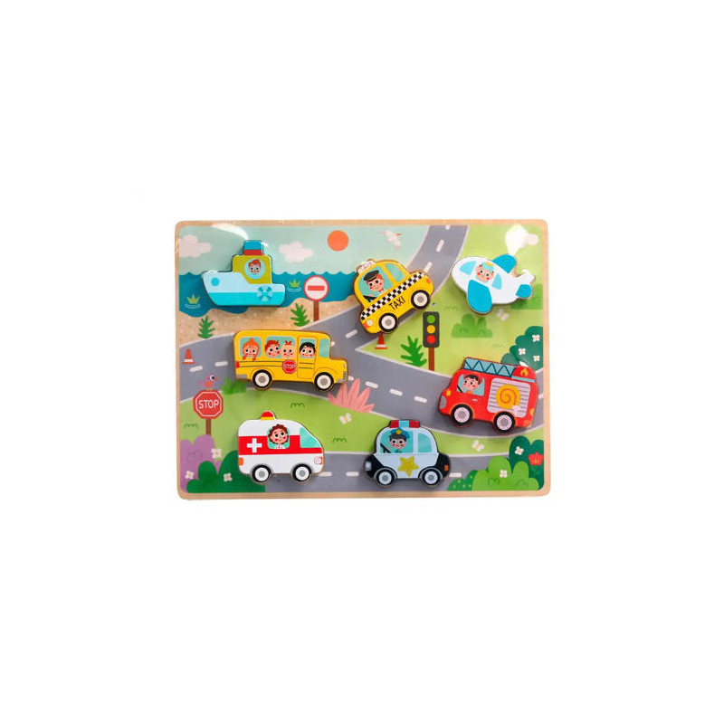 PUZLE INFANTIL IMAGINOVO MADERA 3D VEHICULOS +12 MESES 8 PIEZAS 29,5X22X1,7CM