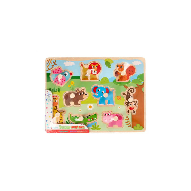 PUZLE INFANTIL IMAGINOVO MADERA ANIMALES +18 MESES 9 PIEZAS 30X22,5X1,5CM