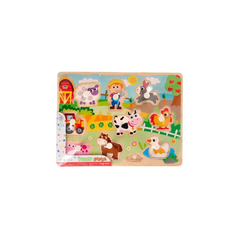 PUZLE INFANTIL IMAGINOVO MADERA GRANJA +18 MESES 9 PIEZAS 30X22,5X1,5CM