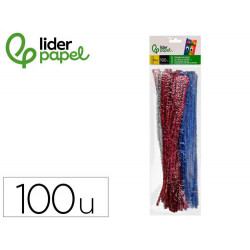 LIMPIAPIPAS DE CHENILLA LIDERPAPEL 30 CM COLORES BRILLANTES SURTIDOS BOLSA DE 100 UNIDADES