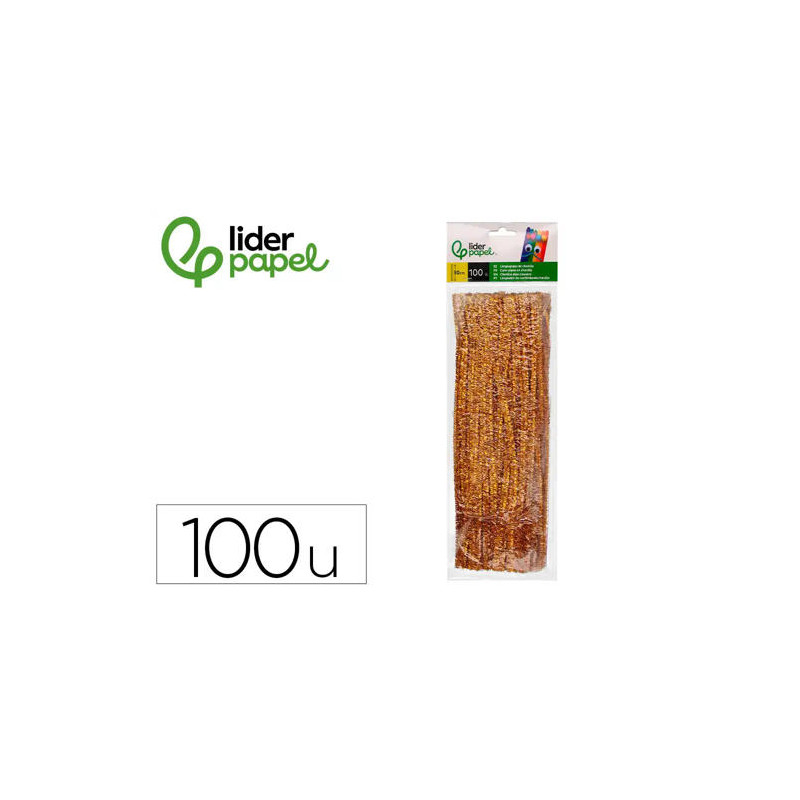 LIMPIAPIPAS DE CHENILLA LIDERPAPEL 30 CM COLOR ORO BOLSA DE 100 UNIDADES
