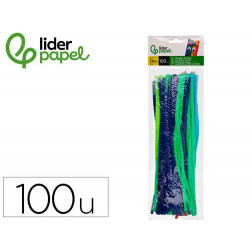 LIMPIAPIPAS DE CHENILLA LIDERPAPEL 30 CM COLORES MATE SURTIDOS BOLSA DE 100 UNIDADES