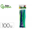 LIMPIAPIPAS DE CHENILLA LIDERPAPEL 30 CM COLORES MATE SURTIDOS BOLSA DE 100 UNIDADES