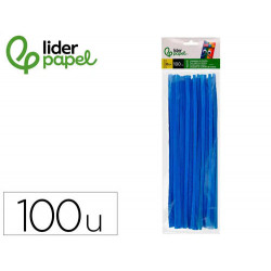 LIMPIAPIPAS DE CHENILLA LIDERPAPEL 30 CM COLOR AZUL MATE BOLSA DE 100 UNIDADES