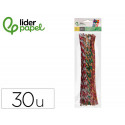 LIMPIAPIPAS DE CHENILLA LIDERPAPEL 30 CM DOS COLORES BRILLANTES SURTIDOS BOLSA DE 30 UNIDADES