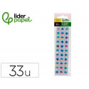 OJO ADHESIVO LIDERPAPEL 10 MM CON PUPILA DE COLOR Y PESTAÑA DE COLOR BOLSA DE 33 UNIDADES