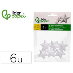 FIGURA DE ESPUMA BLANCA LIDERPAPEL ESTRELLA DE 4 CM BOLSA CON 6 UNIDADES