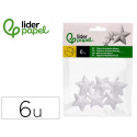 FIGURA DE ESPUMA BLANCA LIDERPAPEL ESTRELLA DE 4 CM BOLSA CON 6 UNIDADES