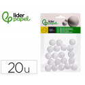 FIGURA DE ESPUMA BLANCA LIDERPAPEL BOLA DE 2 CM BOLSA CON 20 UNIDADES
