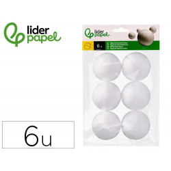 FIGURA DE ESPUMA BLANCA LIDERPAPEL BOLA DE 7 CM BOLSA CON 6 UNIDADES
