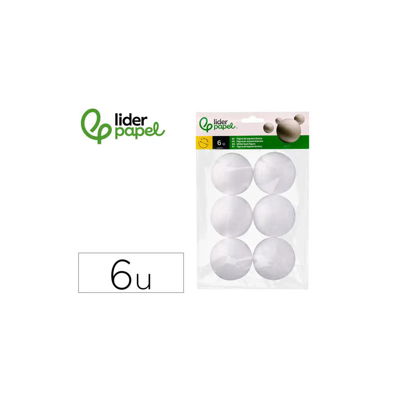 FIGURA DE ESPUMA BLANCA LIDERPAPEL BOLA DE 7 CM BOLSA CON 6 UNIDADES