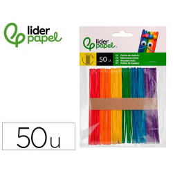 PALITOS DE MADERA COLORES SURTIDOS 11,4X 1 CM BOLSA CON 50 UNIDADES