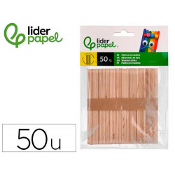 PALITOS DE MADERA LIDERPAPEL COLOR NATURAL 11,4 X 1 CM BOLSA CON 50 UNIDADES