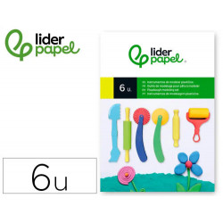 INSTRUMENTOS DE MODELAR LIDERPAPEL PARA PLASTILINA DE PLASTICO CAJA DE 6 PIEZAS