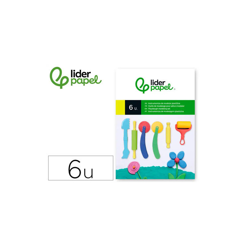 INSTRUMENTOS DE MODELAR LIDERPAPEL PARA PLASTILINA DE PLASTICO CAJA DE 6 PIEZAS