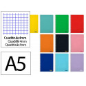 CUADERNO ESPIRAL LIDERPAPEL DIN A5 SMART TAPA BLANDA 40H 75GR CUADRO 4MM CON MARGEN COLORES SURTIDOS