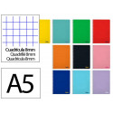 CUADERNO ESPIRAL LIDERPAPEL DIN A5 SMART TAPA BLANDA 80H 75GR CUADRO 8MM CON MARGEN COLORES SURTIDOS