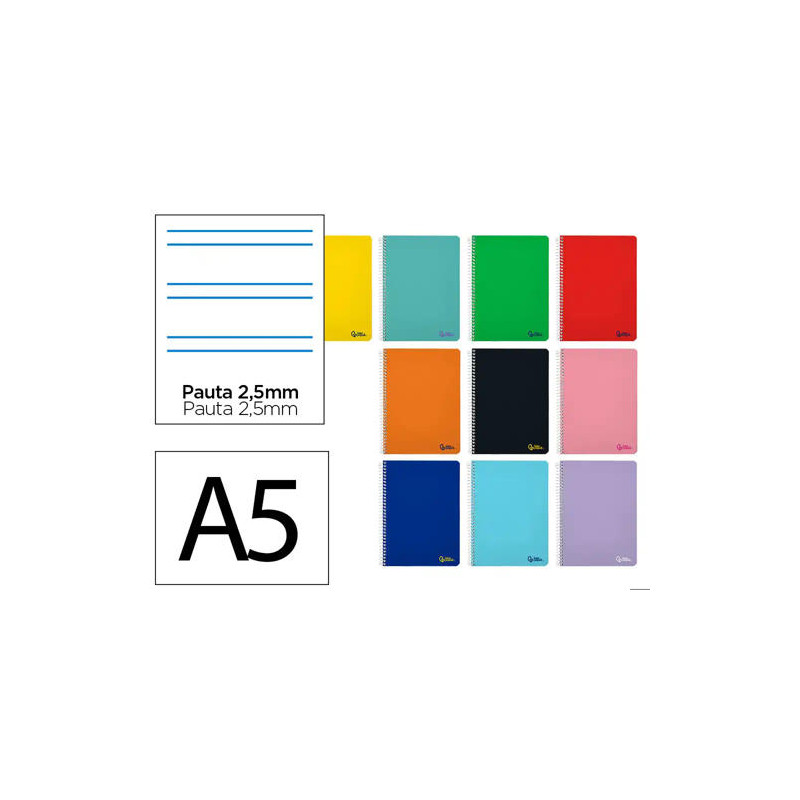 CUADERNO ESPIRAL LIDERPAPEL DIN A5 SMART TAPA BLANDA 80H 75GR PAUTA 2,5MM CON MARGEN COLORES SURTIDO