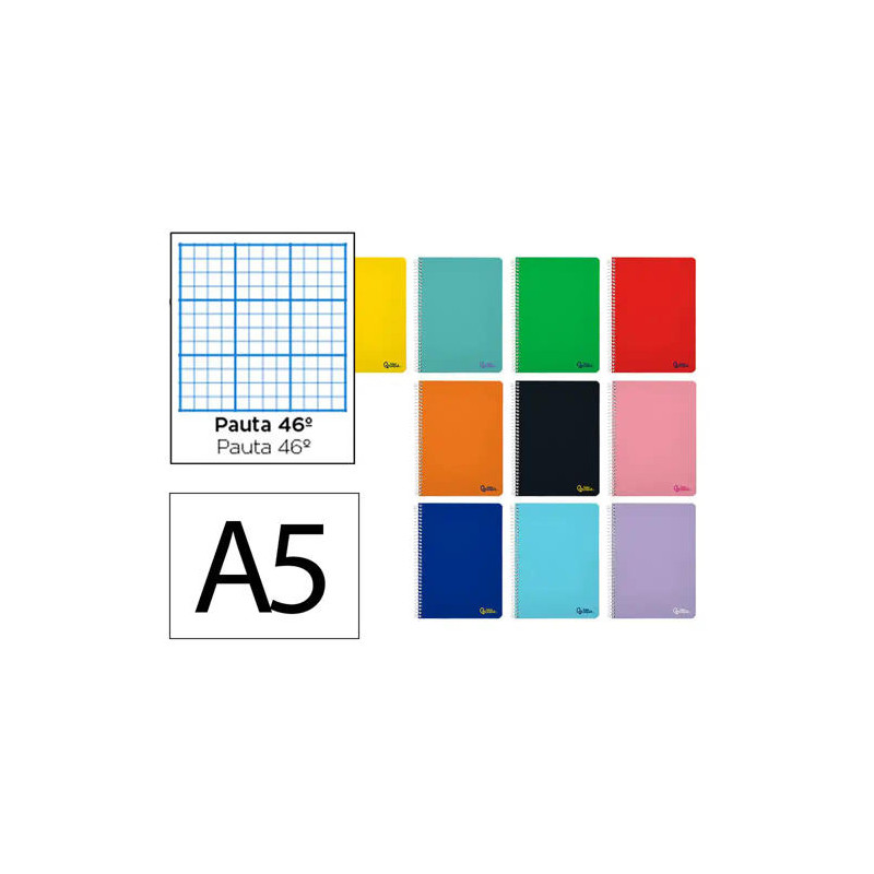 CUADERNO ESPIRAL LIDERPAPEL DIN A5 SMART TAPA BLANDA 80H 75GR RAYADO N46 COLORES SURTIDOS