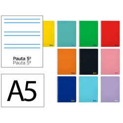 CUADERNO ESPIRAL LIDERPAPEL DIN A5 SMART TAPA BLANDA 80H 75GR RAYADO MONTESSORI 5MM COLORES SURTIDOS