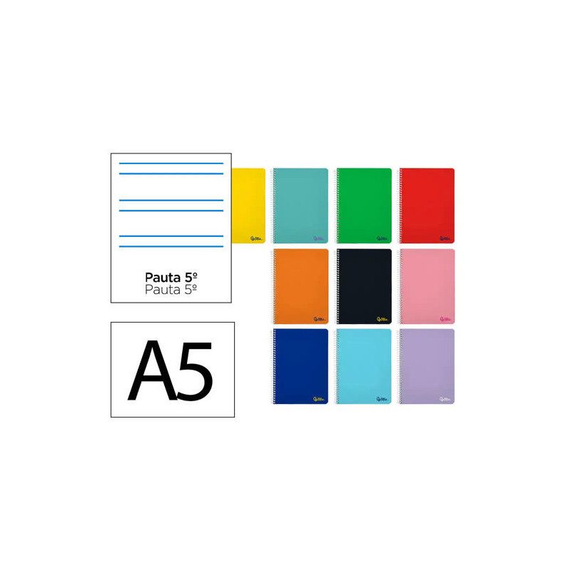 CUADERNO ESPIRAL LIDERPAPEL DIN A5 SMART TAPA BLANDA 80H 75GR RAYADO MONTESSORI 5MM COLORES SURTIDOS