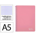 CUADERNO ESPIRAL LIDERPAPEL DIN A5 WITTY TAPA DURA 80H 90GR CUADRO 4MM CON MARGEN COLOR ROSA