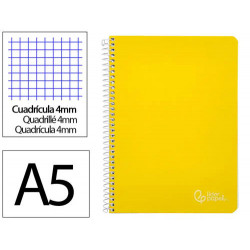CUADERNO ESPIRAL LIDERPAPEL DIN A5 WITTY TAPA DURA 80H 90GR CUADRO 4MM CON MARGEN COLOR AMARILLO