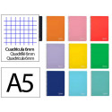 CUADERNO ESPIRAL LIDERPAPEL DIN A5 WITTY TAPA DURA 80H 90GR CUADRO 6MM CON MARGEN COLORES SURTIDOS