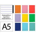 CUADERNO ESPIRAL LIDERPAPEL DIN A5 WITTY TAPA DURA 80H 90GR RAYADO HORIZONTAL 8MM CON MARGEN COLORES