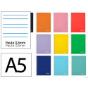 CUADERNO ESPIRAL LIDERPAPEL DIN A5 WITTY TAPA DURA 80H 90GR PAUTA ANCHA 3,5MM CON MARGEN COLORES SUR