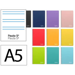 CUADERNO ESPIRAL LIDERPAPEL DIN A5 WITTY TAPA DURA 80H 90GR RAYADO MONTESSORI 5 MM COLORES SURTIDOS