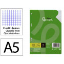 RECAMBIO LIDERPAPEL DIN A5 100 HOJAS 75 GR CUADRO 4MM CON MARGEN 6 TALADROS