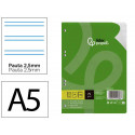 RECAMBIO LIDERPAPEL DIN A5 100 HOJAS 75 GR PAUTA 5 2.5MM CON MARGEN 6 TALADROS