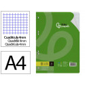 RECAMBIO LIDERPAPEL DIN A4 100 HOJAS 75 GR CUADRO 4 MM CON MARGEN 16 TALADROS