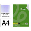 RECAMBIO LIDERPAPEL DIN A4 100 HOJAS 75 GR CUADRO 4 MM CON MARGEN 4 TALADROS