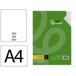 RECAMBIO LIDERPAPEL DIN A4 100 HOJAS 75 GR LISO SIN MARGEN 4 TALADROS