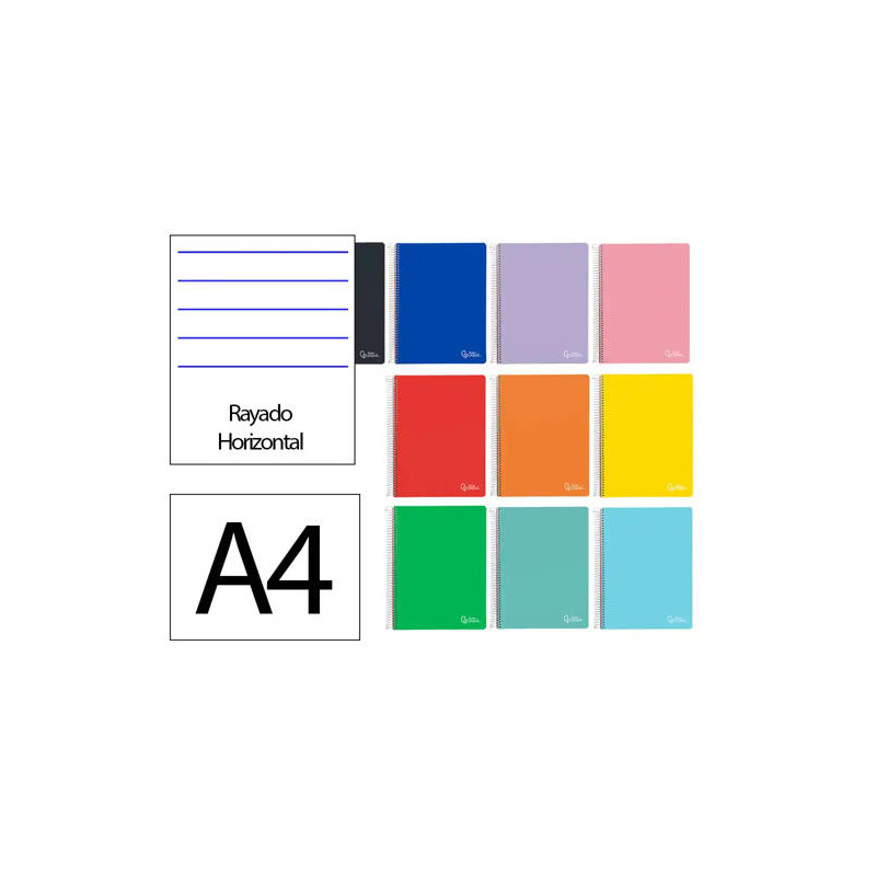 CUADERNO ESPIRAL LIDERPAPEL A4 MICRO WITTY TAPA DURA 120H 90GR HORIZONTAL 8MM 5 BANDAS 4 TALADROS CO