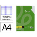 RECAMBIO LIDERPAPEL DIN A4 80 HOJAS 75G/M2 CUADRO 4 MM CON MARGEN 4 TALADROS