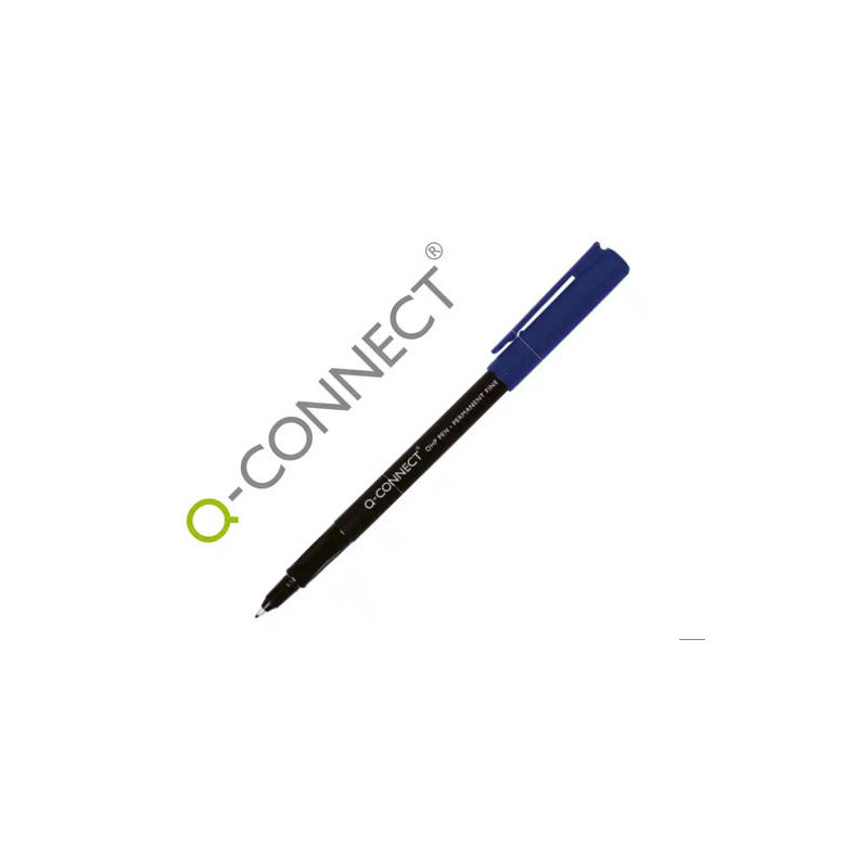 ROTULADOR Q-CONNECT RETROPROYECCION PUNTA FIBRA SUPER FINA REDONDA 0.5 MM PERMANENTE AZUL