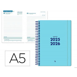 AGENDA ESCOLAR LIDERPAPEL 25-26 ESPIRAL BASIC AZUL DIA PAGINA A5 BILINGE PAPEL FSC 70 GR